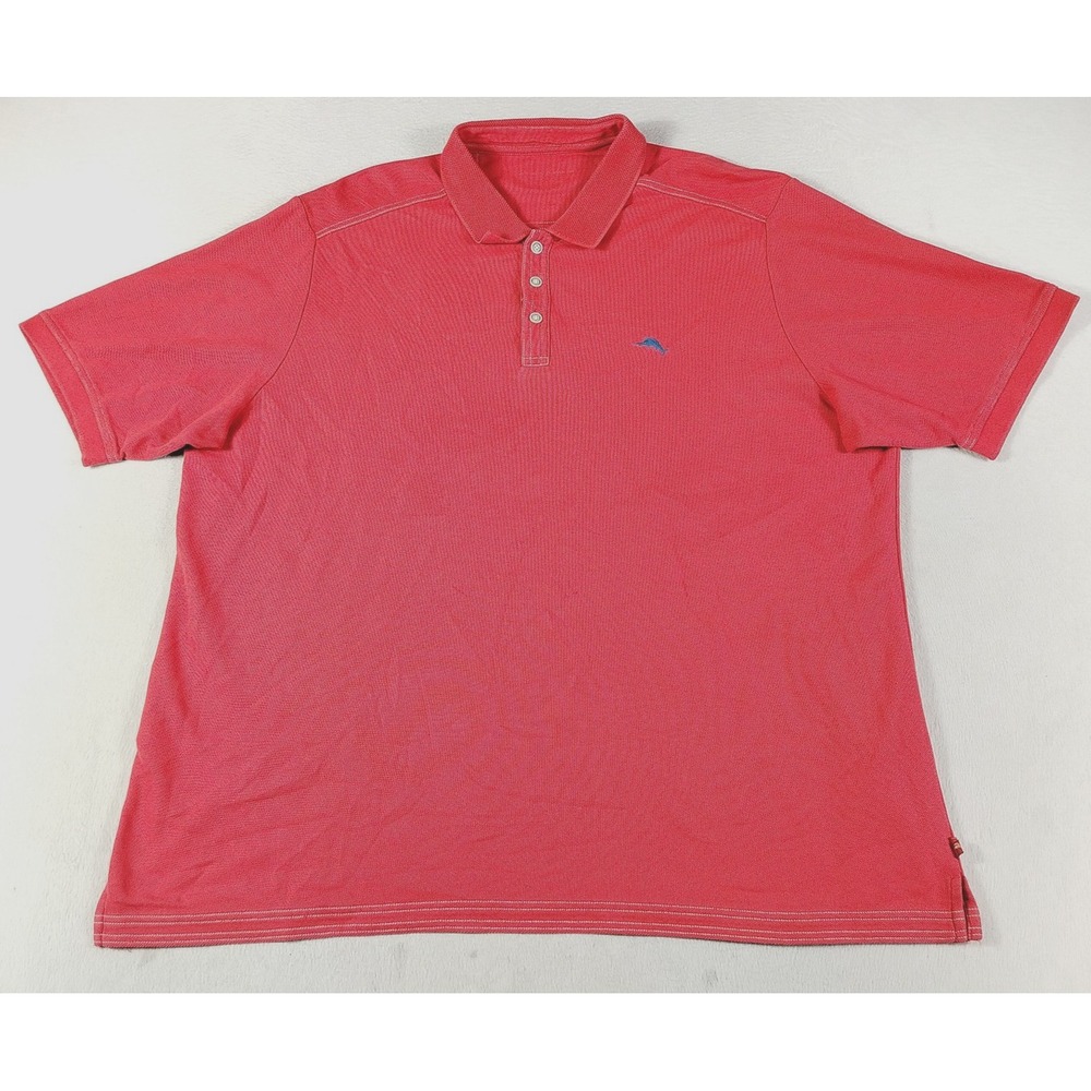 Tommy Bahama Polo Shirt Mens 3XL Red Supima Cotton Blend Marlin Logo Casual